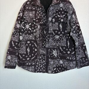 Hot Wheels Jacket Forever 21 Mens Medium Black Quilted Bandana Shacket Paisley